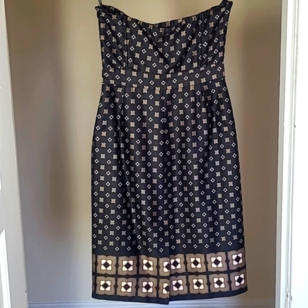 NWT Banana Republic Strapless Satin Mini Dress Geometric Print Sz 0 - Picture 4 of 14
